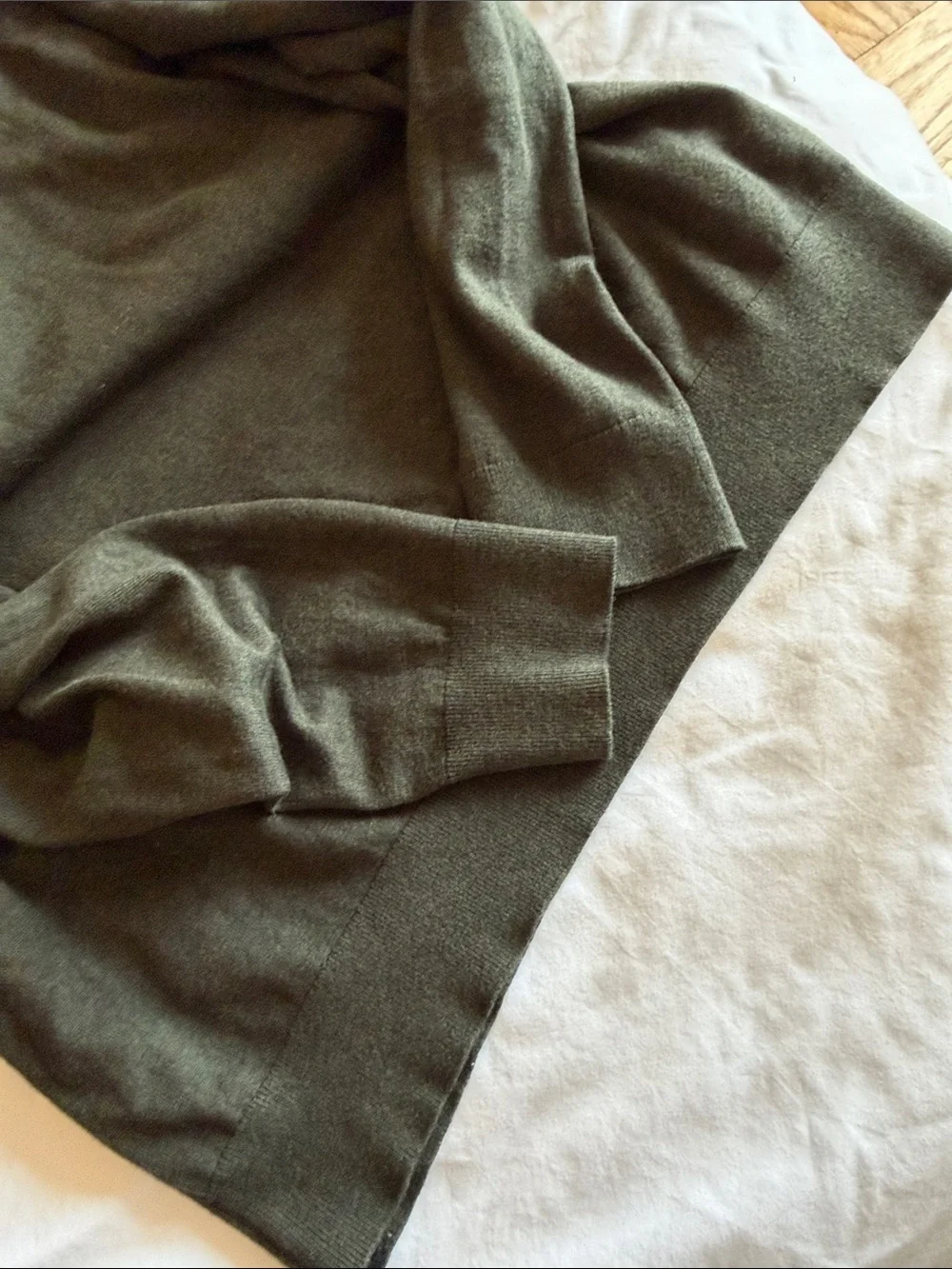 Banana Republic Men's Olive Green Quarter-Zip Sweater with Dark Collar